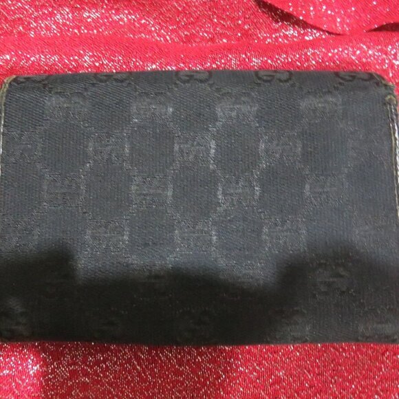 GUCCI Guccissima Black Monogram Canvas Compact Bifold Logo Wallet - Picture 7 of 8